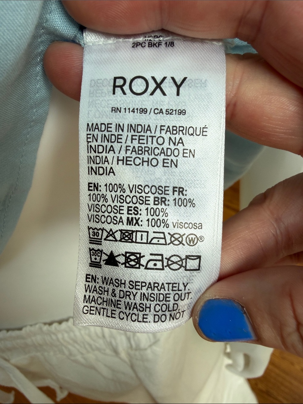 Roxy Light Blue Tie-Front Ruffle Crop Top - Picture 8 of 8